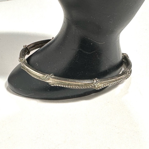 Etruscan Revival Wire Wrap Look Bangle Bracelet Antiqued Silver Tone Beautiful - Picture 5 of 6